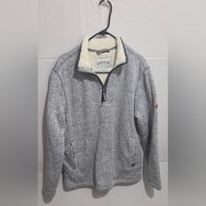 Orvis Mens Sherpa Lined Heather Grey 1/4 Zip Pullover Size M